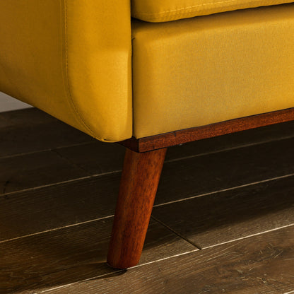 Divano a due posti imbottito con bottoni in schiuma e gambe in ferro