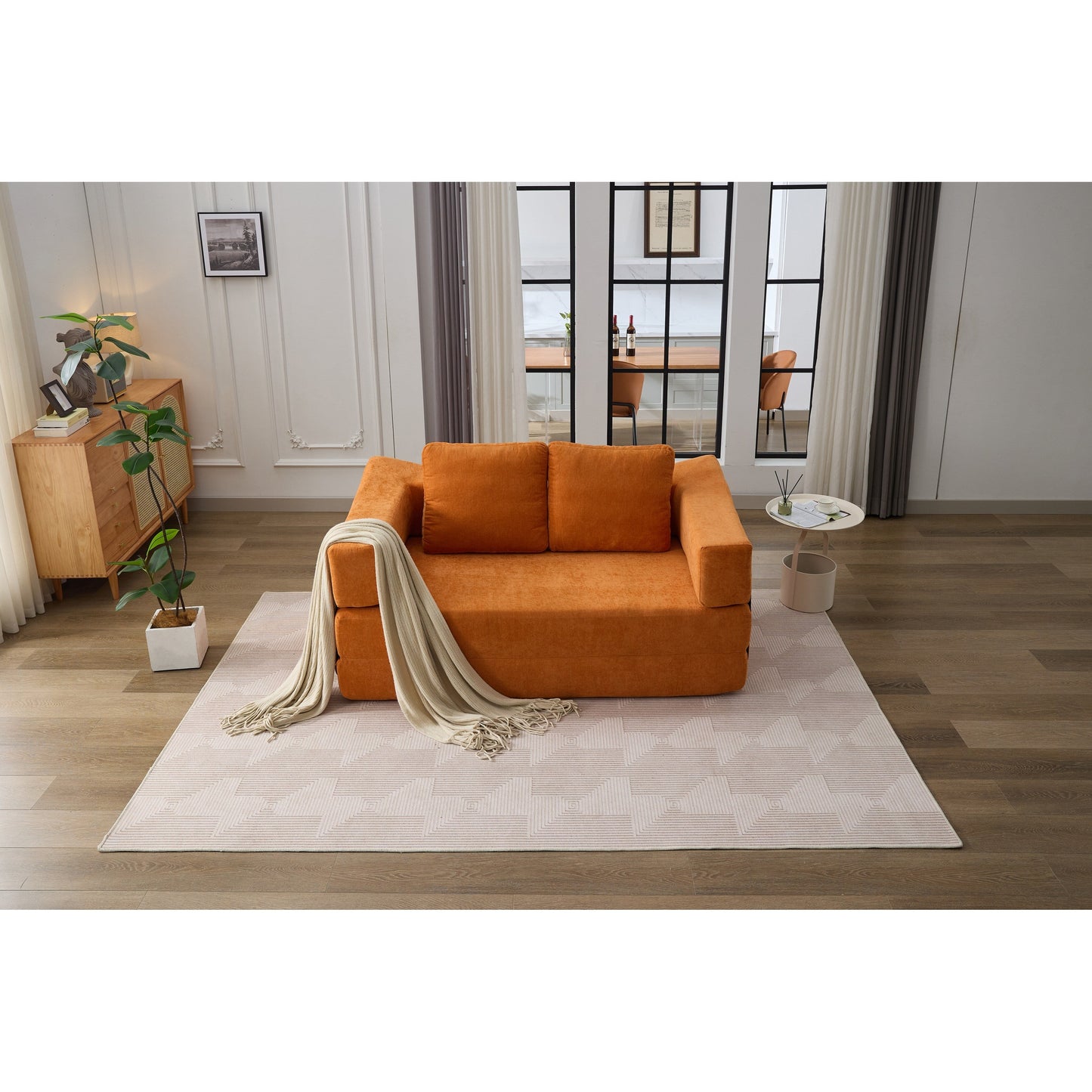 Divano letto e divano da terra pieghevole con schienale rimovibile, tessuto ciniglia, perfetto per soggiorno e camera da letto