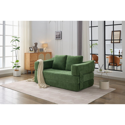 Divano letto e divano da terra pieghevole con schienale rimovibile, tessuto ciniglia, perfetto per soggiorno e camera da letto