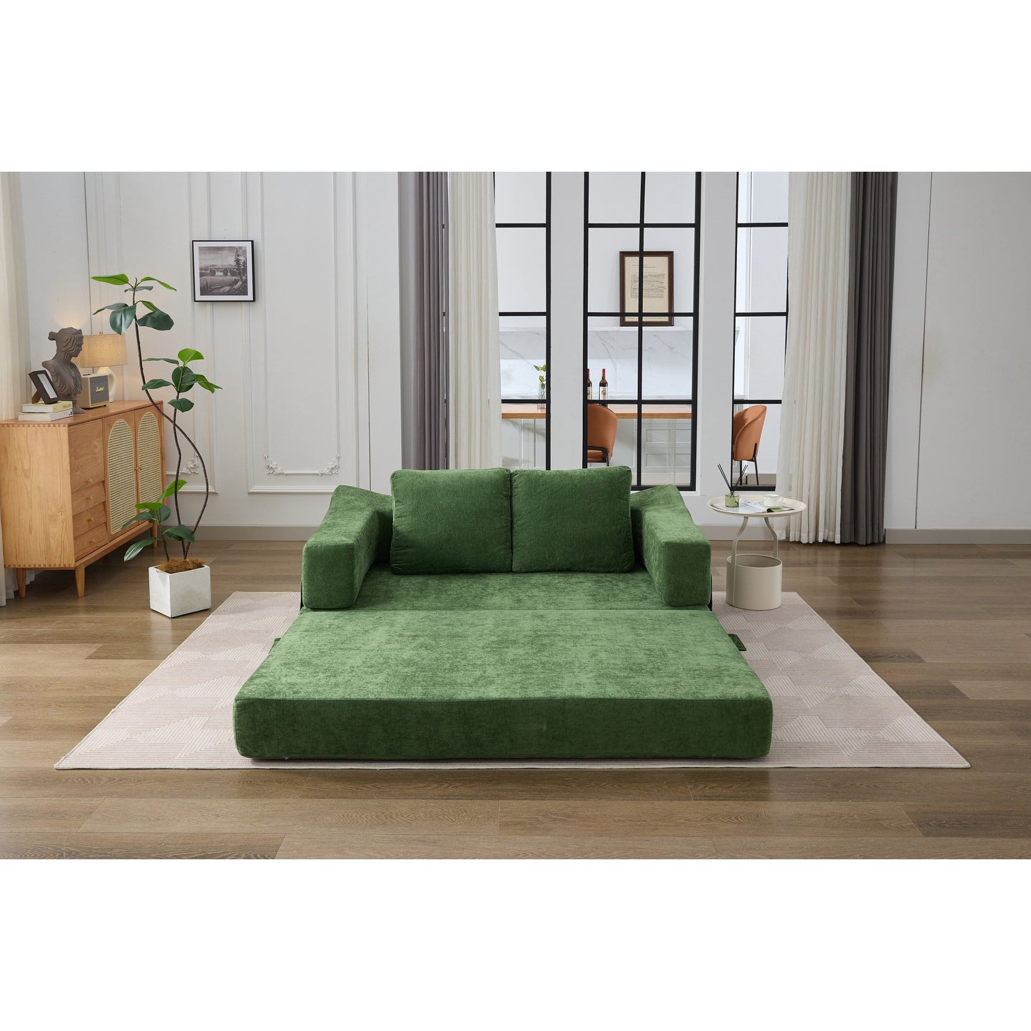 Divano letto e divano da terra pieghevole con schienale rimovibile, tessuto ciniglia, perfetto per soggiorno e camera da letto