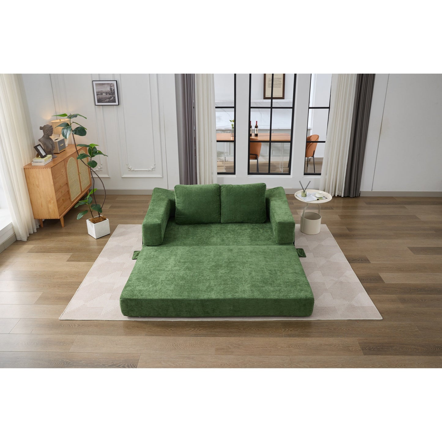 Divano letto e divano da terra pieghevole con schienale rimovibile, tessuto ciniglia, perfetto per soggiorno e camera da letto