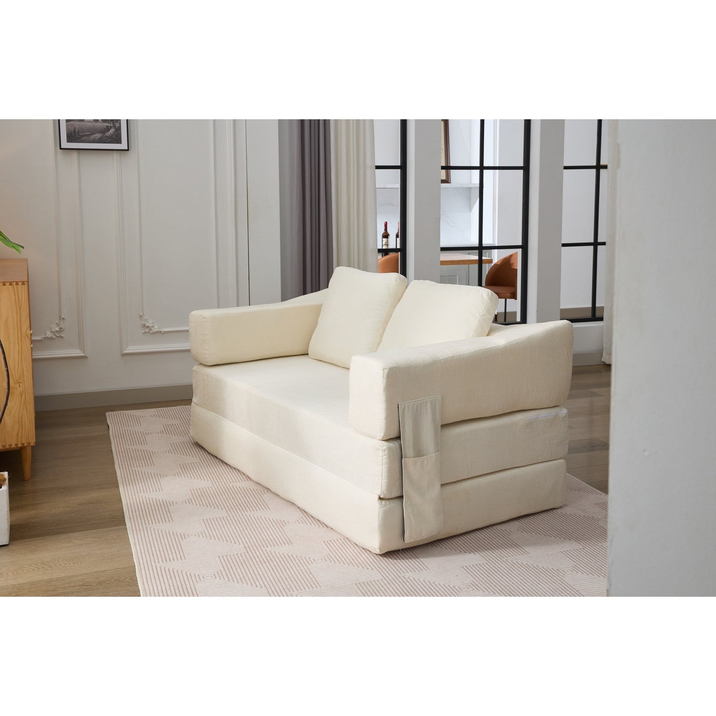 Divano letto e divano da terra pieghevole con schienale rimovibile, tessuto ciniglia, perfetto per soggiorno e camera da letto