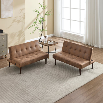 Divano letto pieghevole alla moda, schienale in tessuto di flanella di alta qualità, divano reclinabile futon regolabile, divano moderno alla moda con porta di ricarica