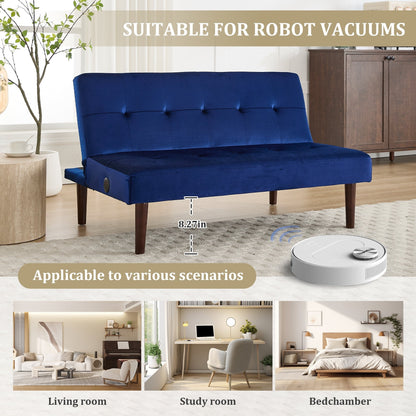 Divano letto pieghevole alla moda, schienale in tessuto di flanella di alta qualità, divano reclinabile futon regolabile, divano moderno alla moda con porta di ricarica