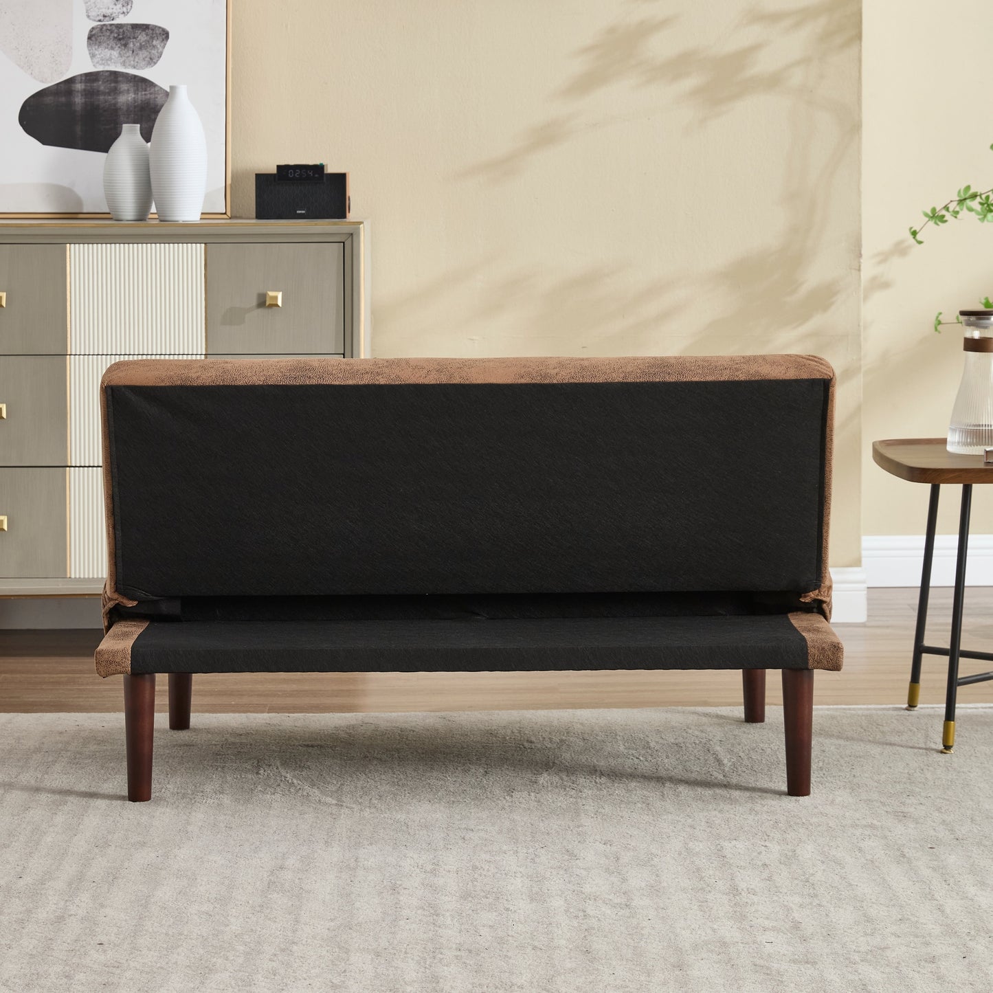 Divano letto pieghevole alla moda, schienale in tessuto di flanella di alta qualità, divano reclinabile futon regolabile, divano moderno alla moda con porta di ricarica