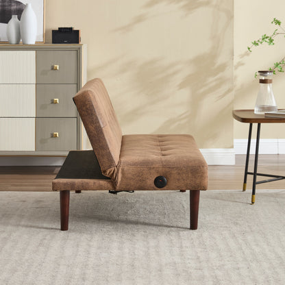 Divano letto pieghevole alla moda, schienale in tessuto di flanella di alta qualità, divano reclinabile futon regolabile, divano moderno alla moda con porta di ricarica