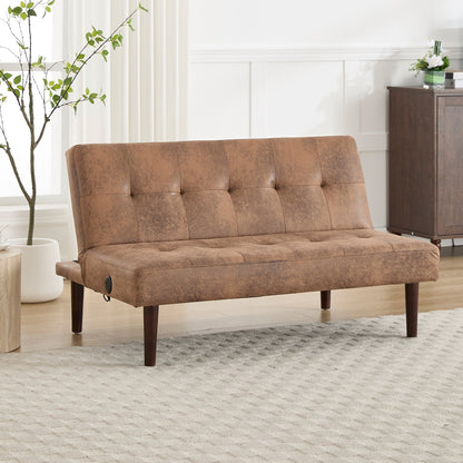 Divano letto pieghevole alla moda, schienale in tessuto di flanella di alta qualità, divano reclinabile futon regolabile, divano moderno alla moda con porta di ricarica