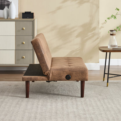 Divano letto pieghevole alla moda, schienale in tessuto di flanella di alta qualità, divano reclinabile futon regolabile, divano moderno alla moda con porta di ricarica