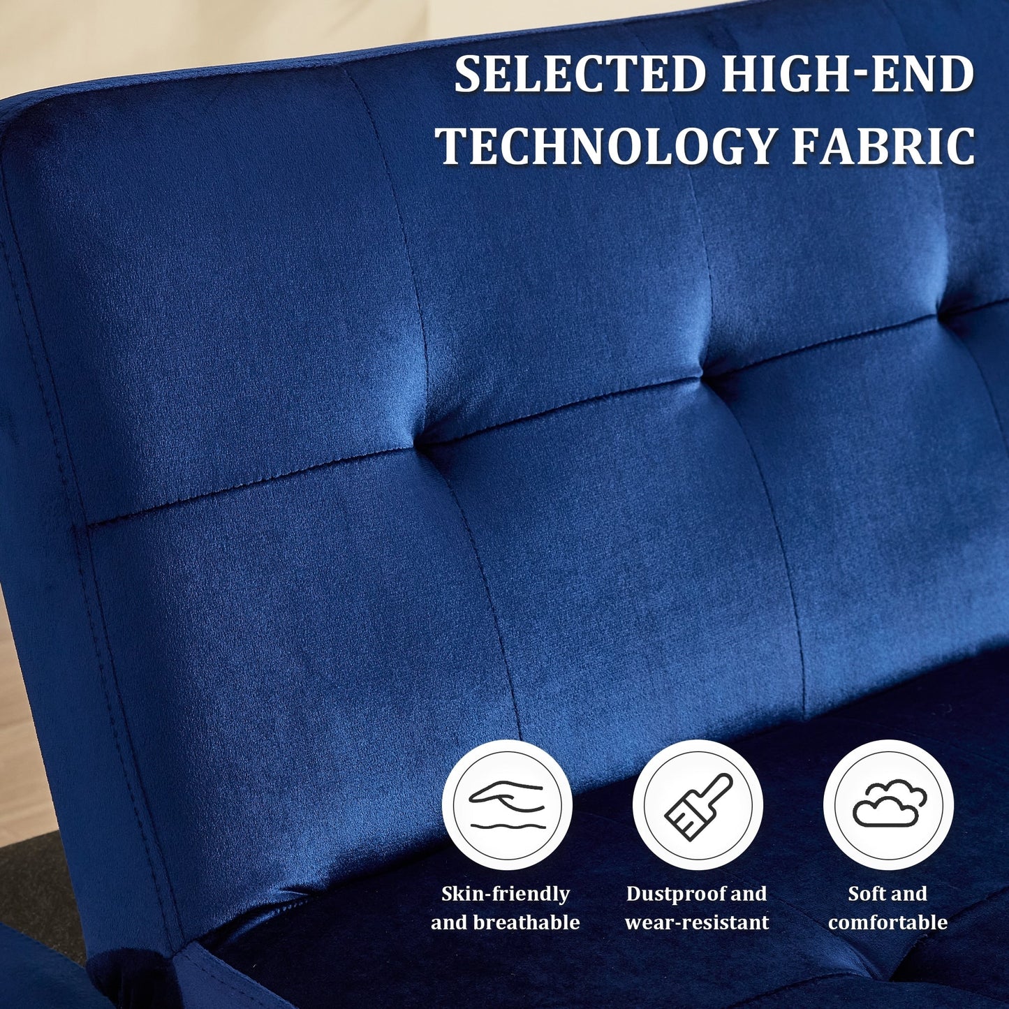 Divano letto pieghevole alla moda, schienale in tessuto di flanella di alta qualità, divano reclinabile futon regolabile, divano moderno alla moda con porta di ricarica