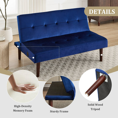 Divano letto pieghevole alla moda, schienale in tessuto di flanella di alta qualità, divano reclinabile futon regolabile, divano moderno alla moda con porta di ricarica