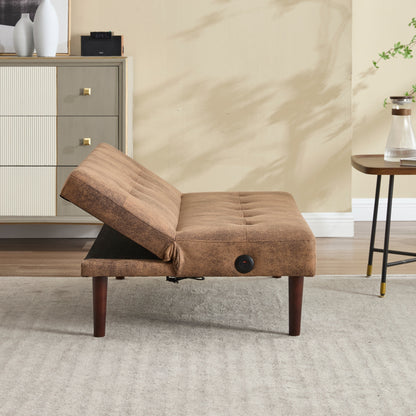 Divano letto pieghevole alla moda, schienale in tessuto di flanella di alta qualità, divano reclinabile futon regolabile, divano moderno alla moda con porta di ricarica