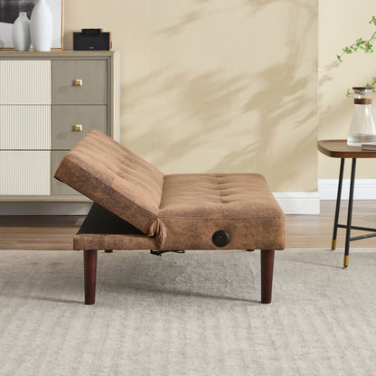 Divano letto pieghevole alla moda, schienale in tessuto di flanella di alta qualità, divano reclinabile futon regolabile, divano moderno alla moda con porta di ricarica