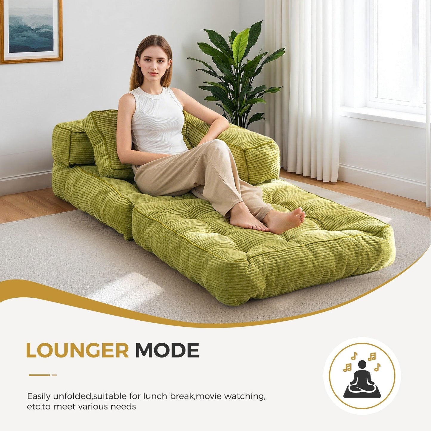 Divano letto pieghevole, divano da pavimento a forma di L