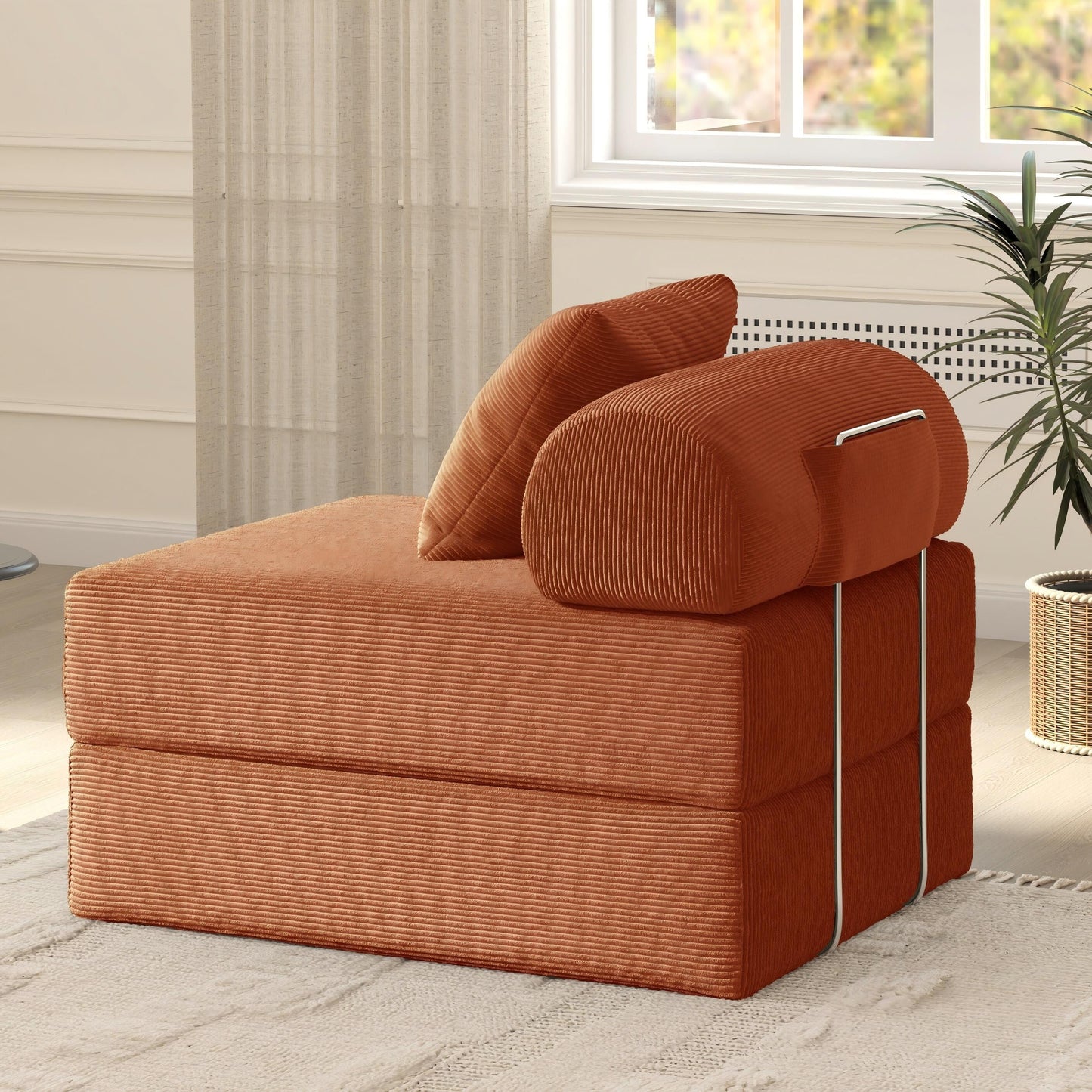 Divano letto pieghevole in tessuto, divano in spugna ad alta densità di rimbalzo