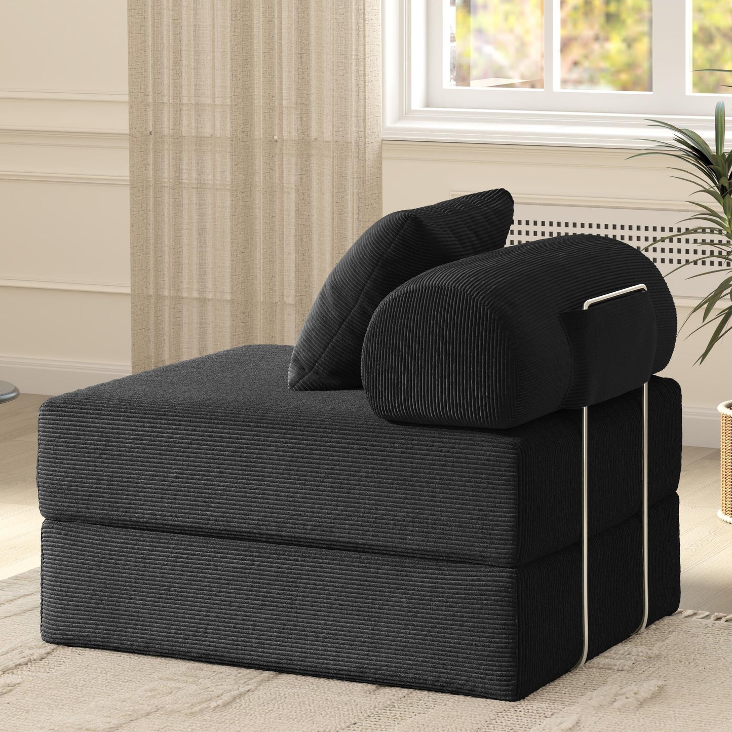 Divano letto pieghevole in tessuto, divano in spugna ad alta densità di rimbalzo