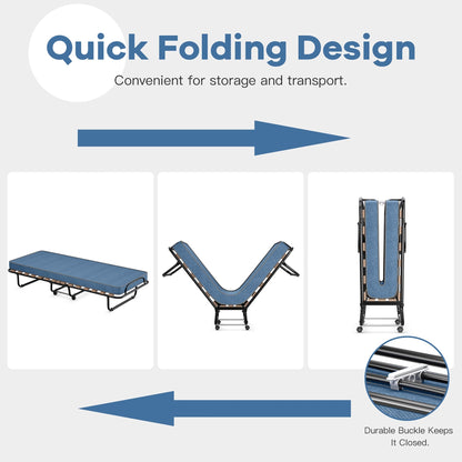 Letto pieghevole con materasso in memory foam, letto per ospiti, prodotto in Italia