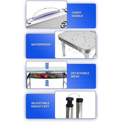 Tavolo da gioco pieghevole regolabile in altezza, tavolo da campeggio portatile in alluminio leggero, con maniglia per il trasporto per esterni, spiaggia