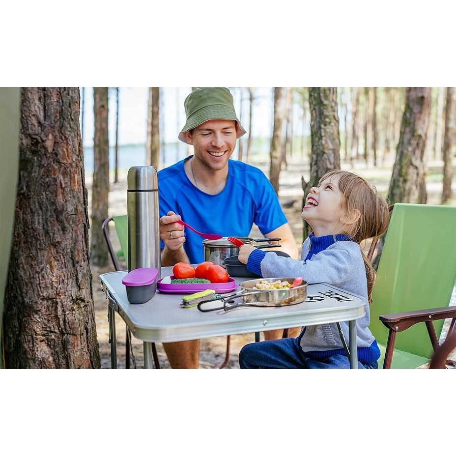 Tavolo da gioco pieghevole regolabile in altezza, tavolo da campeggio portatile in alluminio leggero, con maniglia per il trasporto per esterni, spiaggia