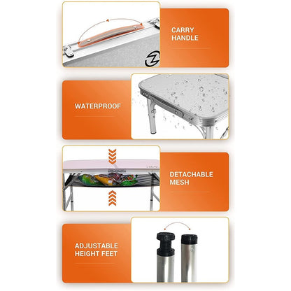 Tavolo da gioco pieghevole regolabile in altezza, tavolo da campeggio portatile in alluminio leggero, con maniglia per il trasporto per esterni, spiaggia