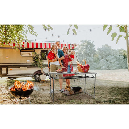 Tavolo da gioco pieghevole regolabile in altezza, tavolo da campeggio portatile in alluminio leggero, con maniglia per il trasporto per esterni, spiaggia