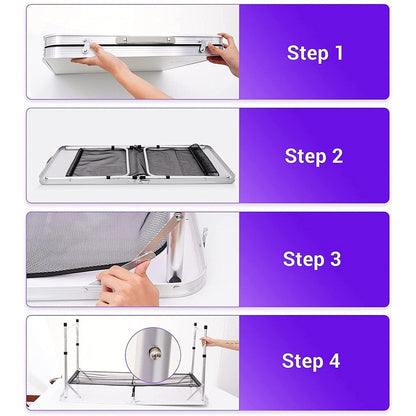 Tavolo da gioco pieghevole regolabile in altezza, tavolo da campeggio portatile in alluminio leggero, con maniglia per il trasporto per esterni, spiaggia