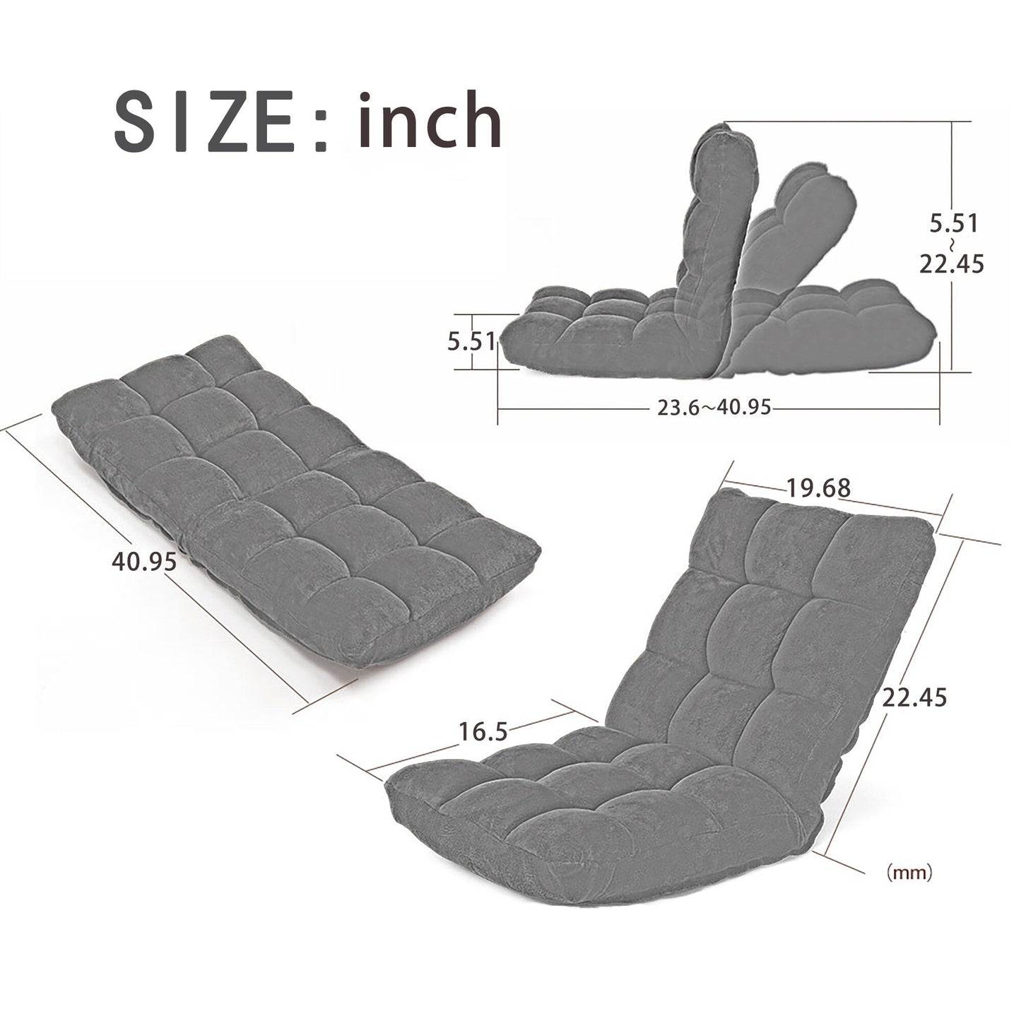 Chaise longue pieghevole per soggiorno e camera da letto, 5 posizioni reclinabili, divano pieghevole regolabile per il tempo libero, divano per videogiochi