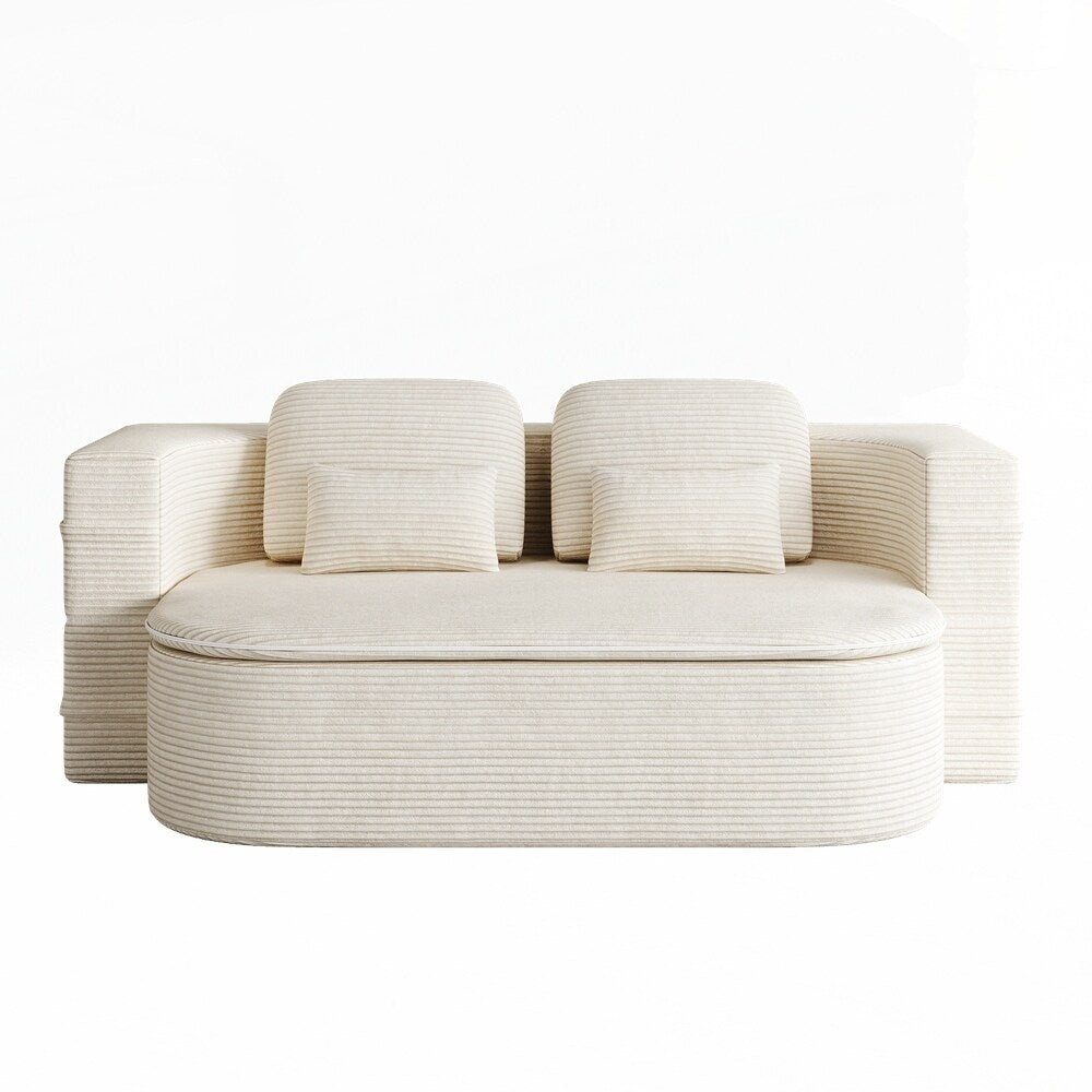 Divano letto pieghevole con materasso e struttura fissa, divano letto trasformabile in schiuma con coperta