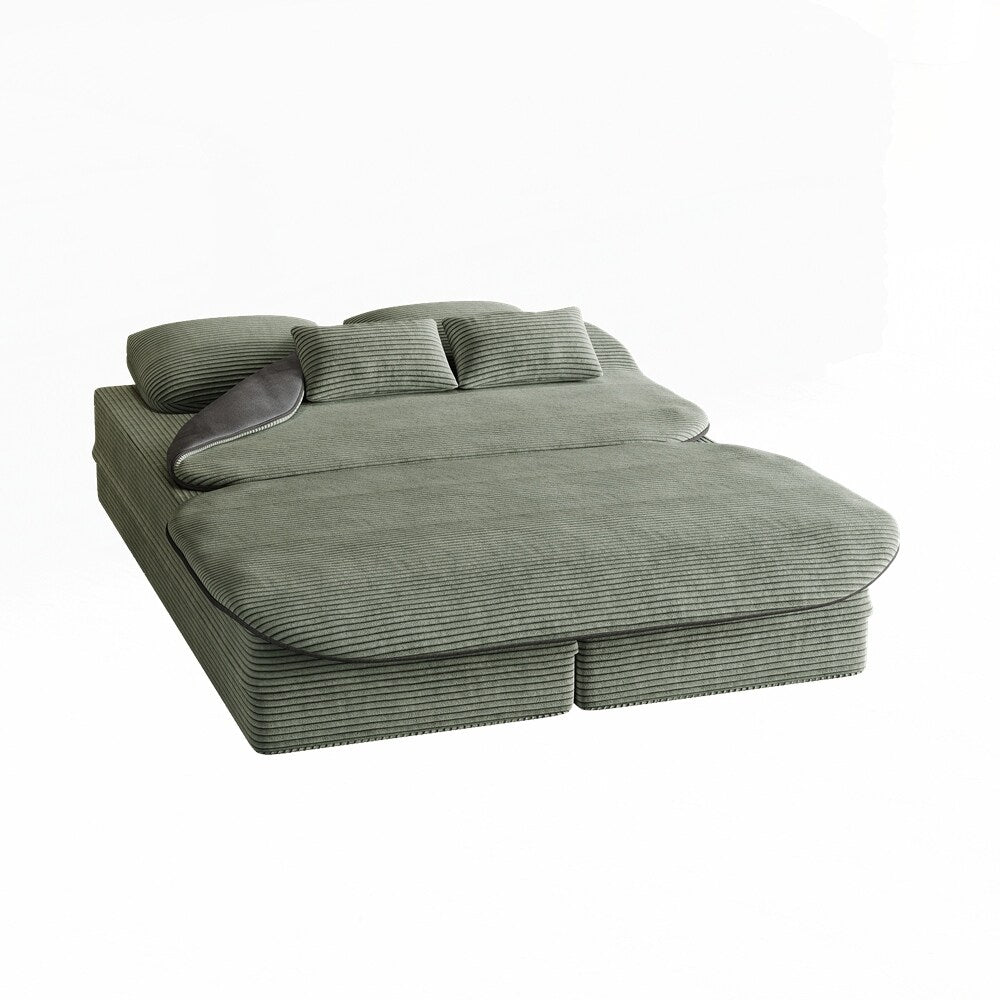 Divano letto pieghevole con materasso e struttura fissa, divano letto trasformabile in schiuma con coperta