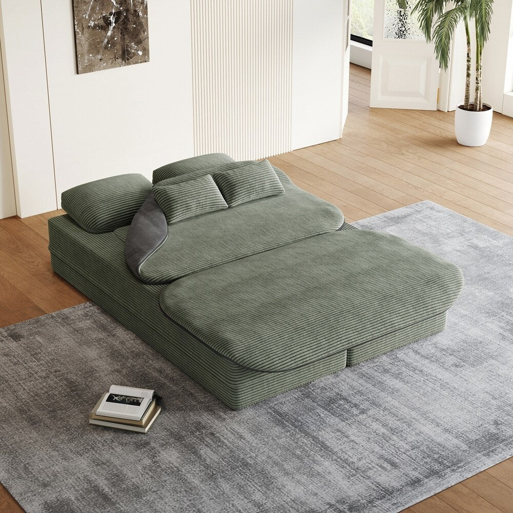 Divano letto pieghevole con materasso e struttura fissa, divano letto trasformabile in schiuma con coperta