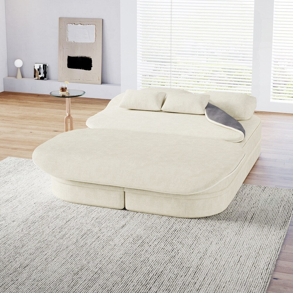 Divano letto pieghevole con materasso e struttura fissa, divano letto trasformabile in schiuma con coperta