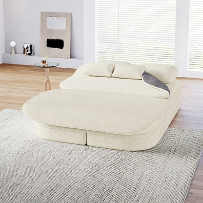 Divano letto pieghevole con materasso e struttura fissa, divano letto trasformabile in schiuma con coperta