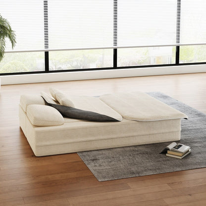 Divano letto pieghevole con materasso e struttura fissa, divano letto trasformabile in schiuma con coperta