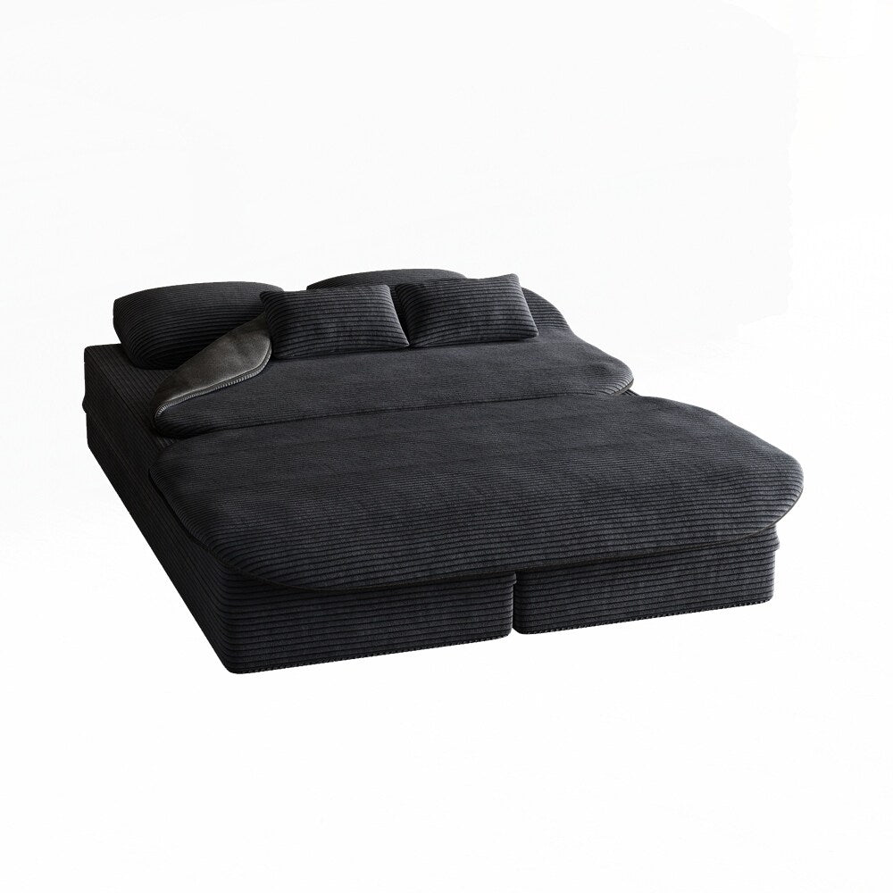 Divano letto pieghevole con materasso e struttura fissa, divano letto trasformabile in schiuma con coperta