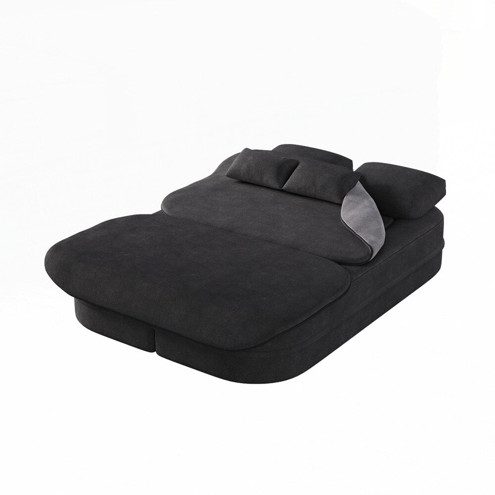 Divano letto pieghevole con materasso e struttura fissa, divano letto trasformabile in schiuma con coperta