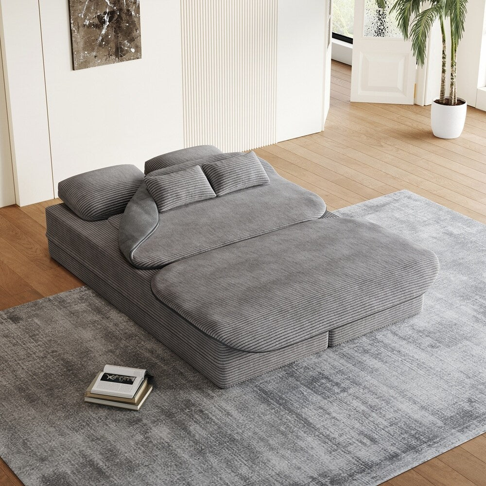 Divano letto pieghevole con materasso e struttura fissa, divano letto trasformabile in schiuma con coperta