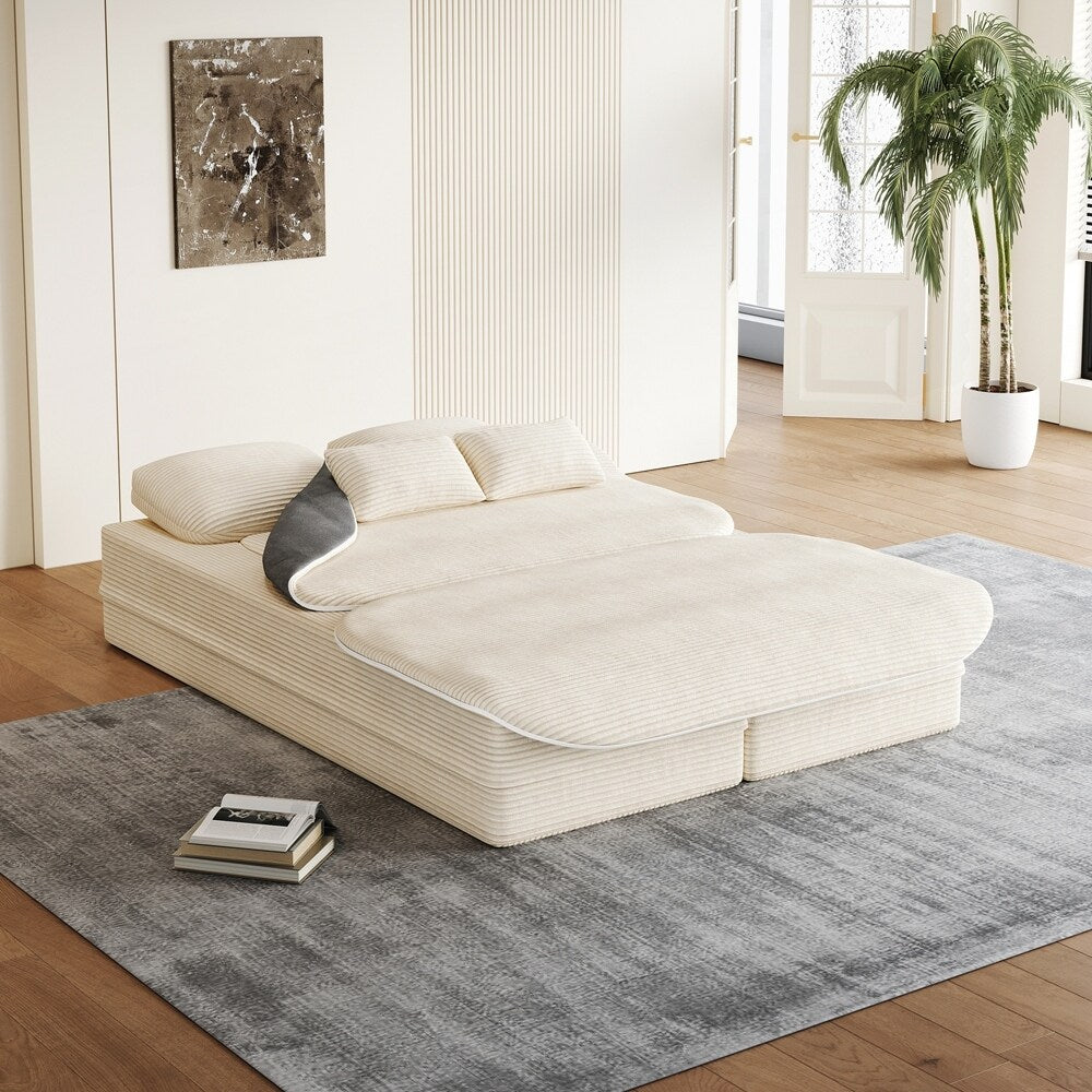 Divano letto pieghevole con materasso e struttura fissa, divano letto trasformabile in schiuma con coperta