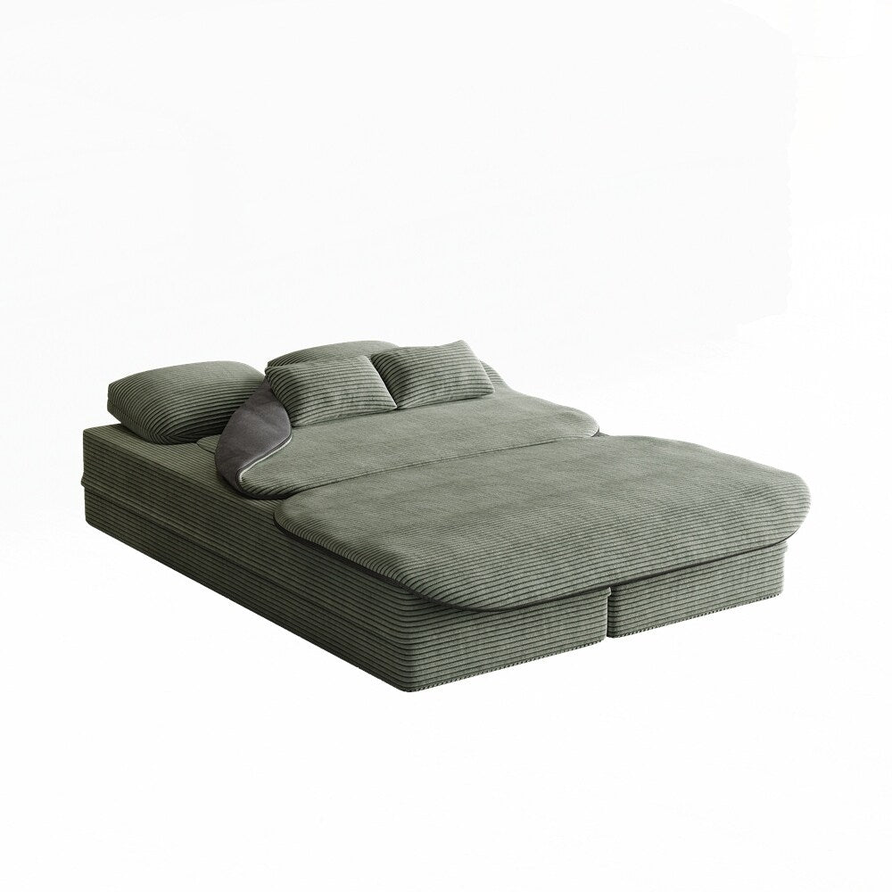 Divano letto pieghevole con materasso e struttura fissa, divano letto trasformabile in schiuma con coperta