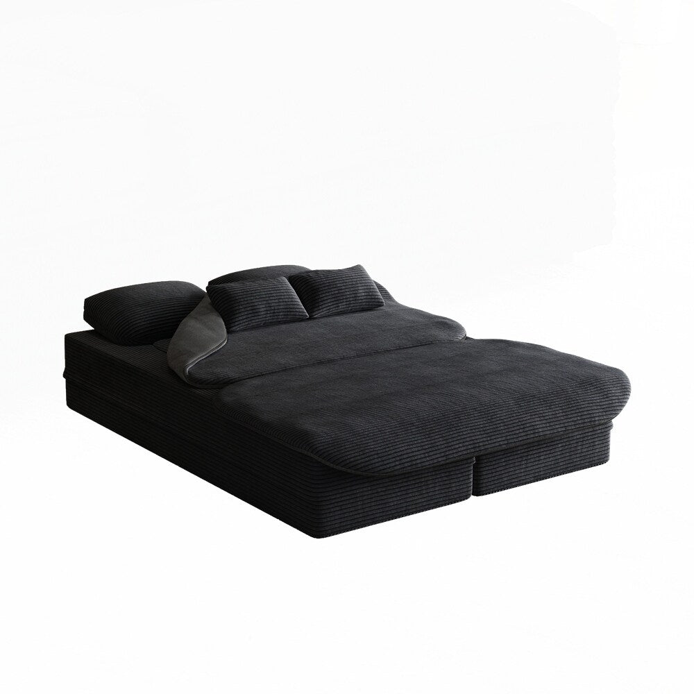 Divano letto pieghevole con materasso e struttura fissa, divano letto trasformabile in schiuma con coperta