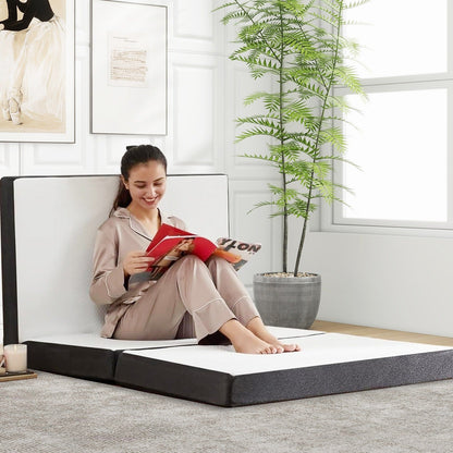 Materasso pieghevole, materasso in memory foam pieghevole in tre parti da 3 pollici per campeggio, letto per gli ospiti pieghevole, fodera lavabile