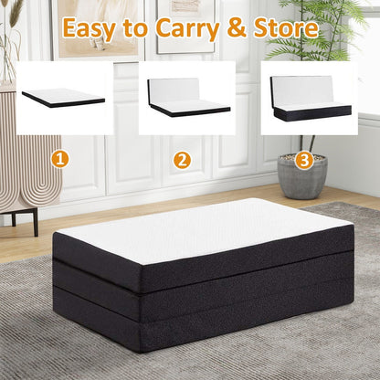 Materasso pieghevole, materasso in memory foam pieghevole in tre parti da 3 pollici per campeggio, letto per gli ospiti pieghevole, fodera lavabile