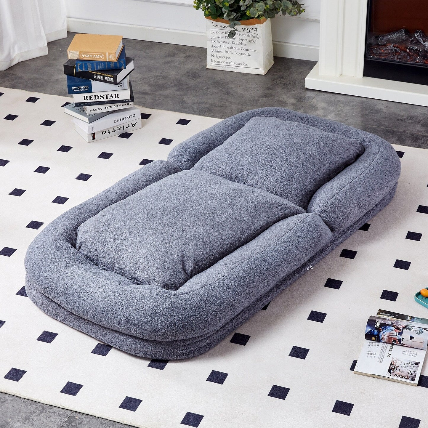 Poltrona pieghevole con 5 posizioni regolabili, morbida poltrona da pavimento per giocare, meditare e rilassarsi