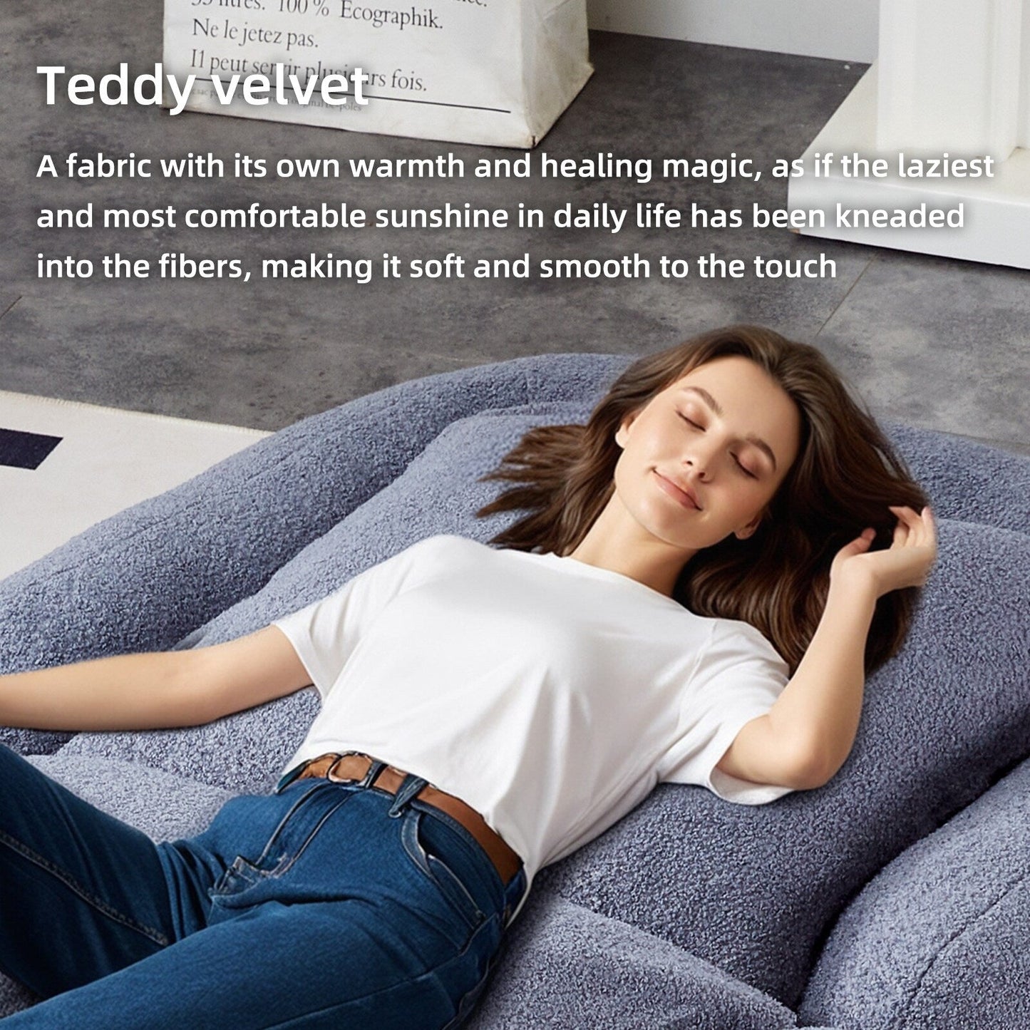 Poltrona pieghevole con 5 posizioni regolabili, morbida poltrona da pavimento per giocare, meditare e rilassarsi