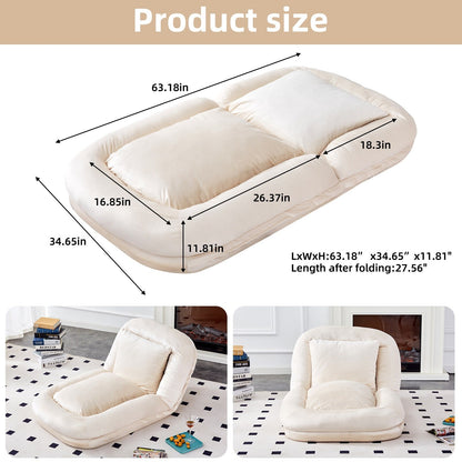 Poltrona pieghevole con 5 posizioni regolabili, morbida poltrona da pavimento per giocare, meditare e rilassarsi