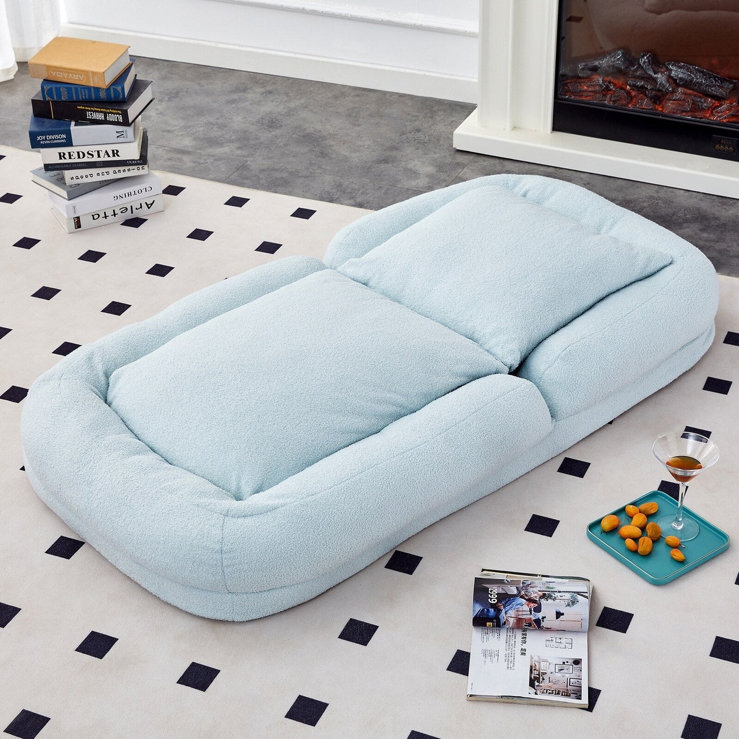 Poltrona pieghevole con 5 posizioni regolabili, morbida poltrona da pavimento per giocare, meditare e rilassarsi