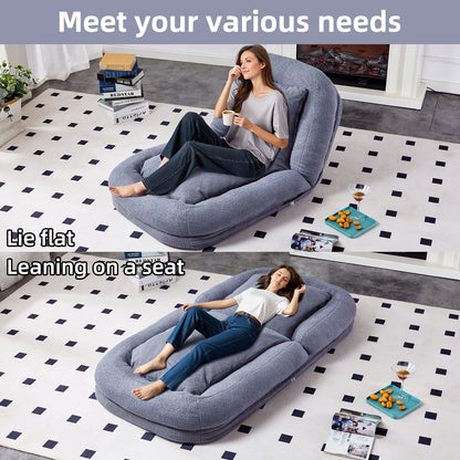 Poltrona pieghevole con 5 posizioni regolabili, morbida poltrona da pavimento per giocare, meditare e rilassarsi