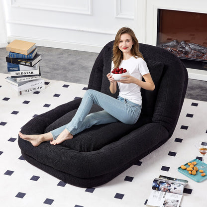 Poltrona pieghevole con 5 posizioni regolabili, morbida poltrona da pavimento per giocare, meditare e rilassarsi