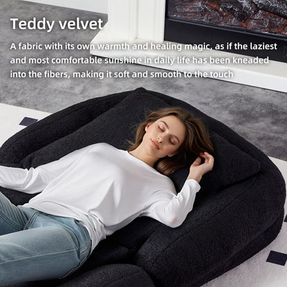 Poltrona pieghevole con 5 posizioni regolabili, morbida poltrona da pavimento per giocare, meditare e rilassarsi