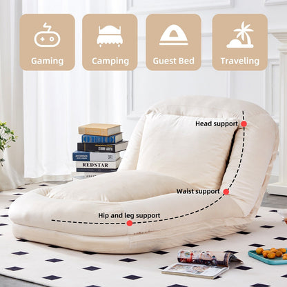Poltrona pieghevole con 5 posizioni regolabili, morbida poltrona da pavimento per giocare, meditare e rilassarsi