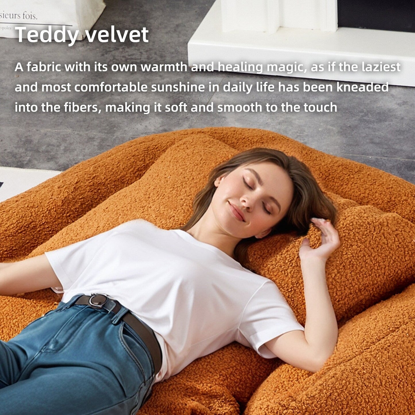 Poltrona pieghevole con 5 posizioni regolabili, morbida poltrona da pavimento per giocare, meditare e rilassarsi