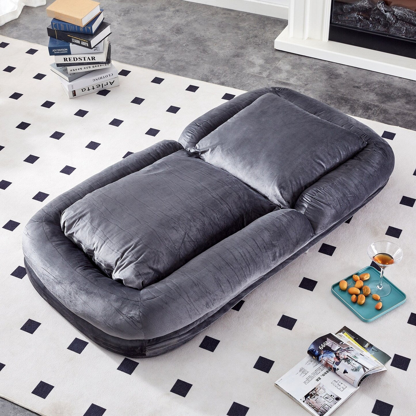 Poltrona pieghevole con 5 posizioni regolabili, morbida poltrona da pavimento per giocare, meditare e rilassarsi